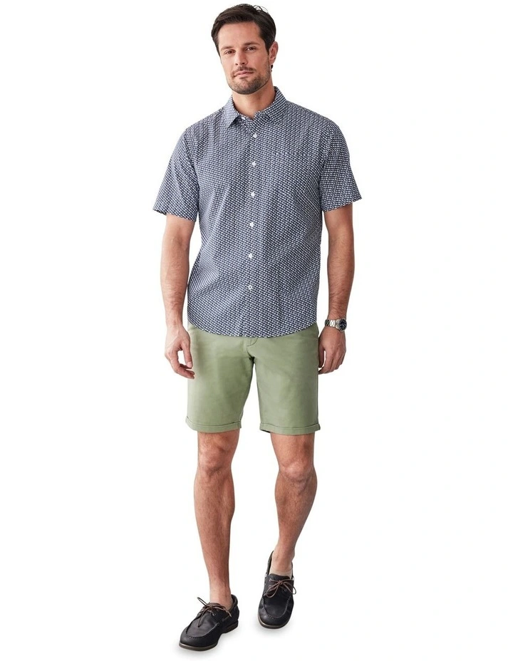 Casual Fish Print Short Sleeve Shirt in Navy image 5