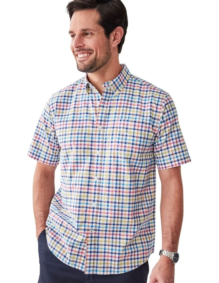 Casual Multi Check Short Sleeve Shirt in Multi image 3