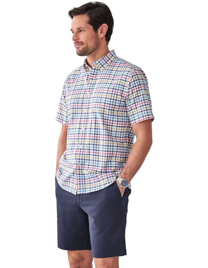 Casual Multi Check Short Sleeve Shirt in Multi image 4