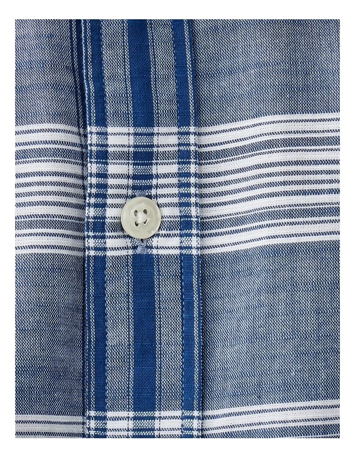 Casual Slub Check Short Sleeve Shirt in Blue image 5
