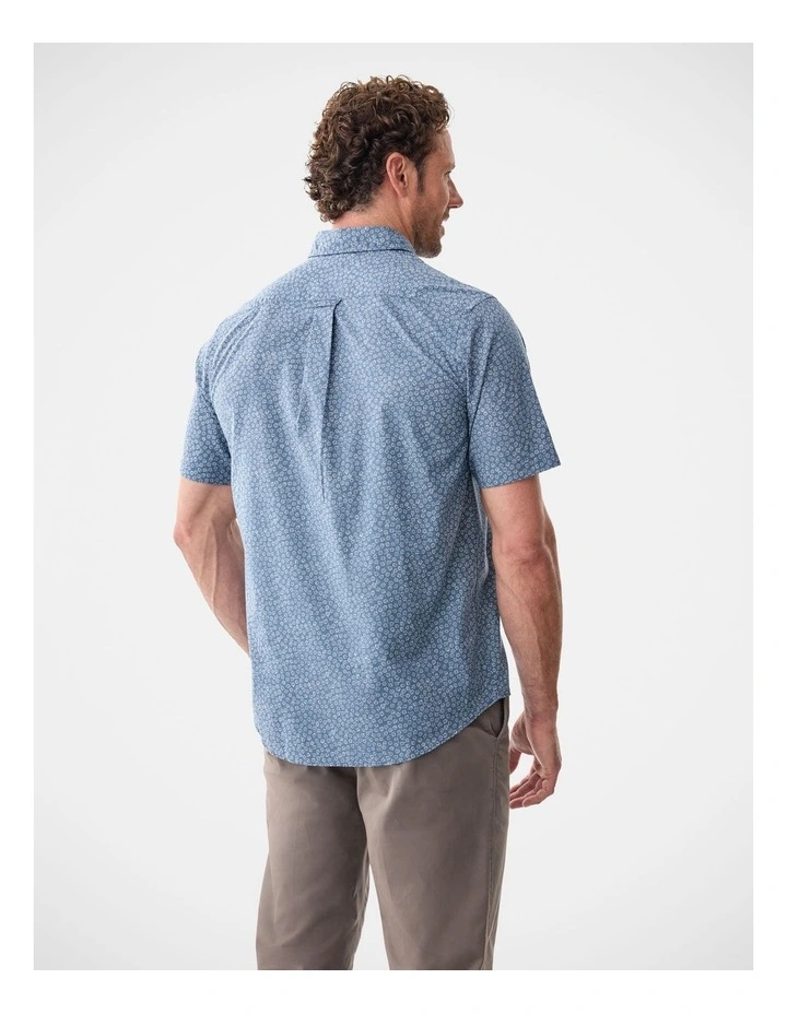 Casual Vintage Floral Print Short Sleeve Shirt Vintage Indigo image 2