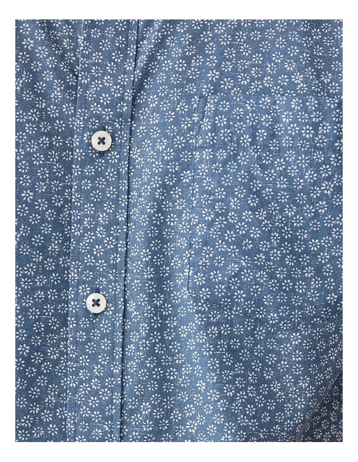 Casual Vintage Floral Print Short Sleeve Shirt Vintage Indigo image 6