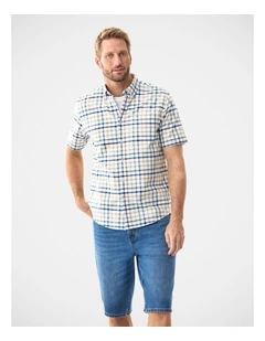 Casual Slub Check Short Sleeve Shirt Multi