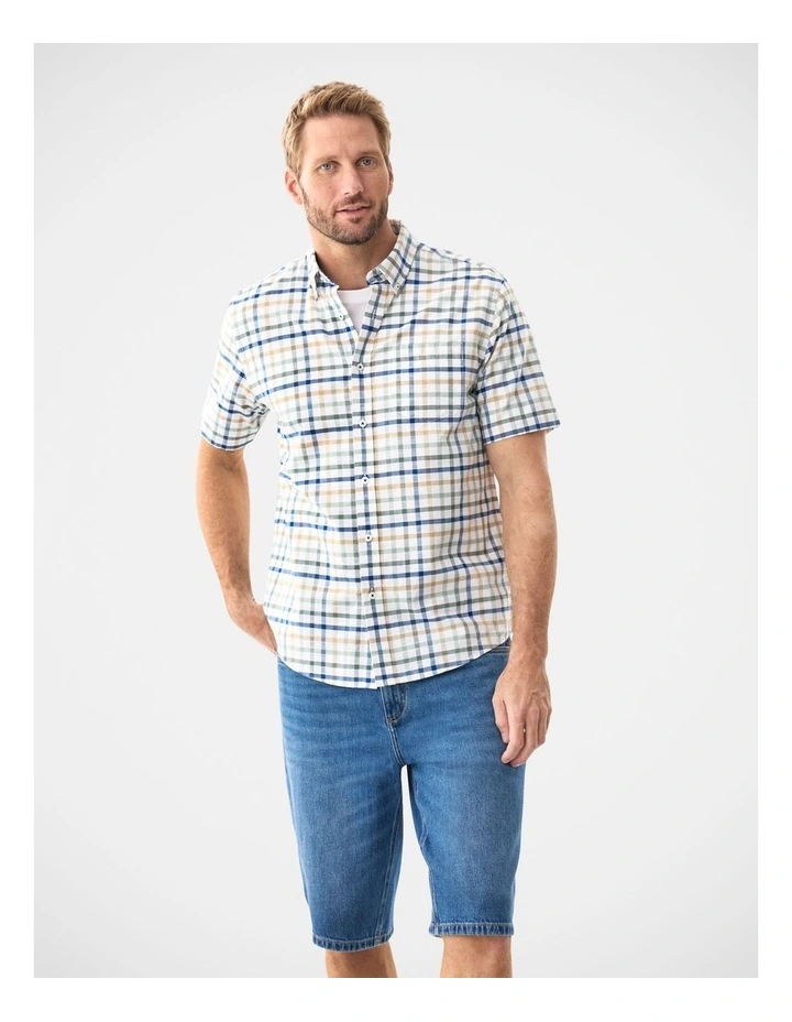 Casual Slub Check Short Sleeve Shirt Multi image 1