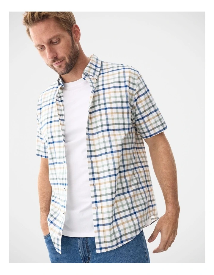 Casual Slub Check Short Sleeve Shirt Multi image 3