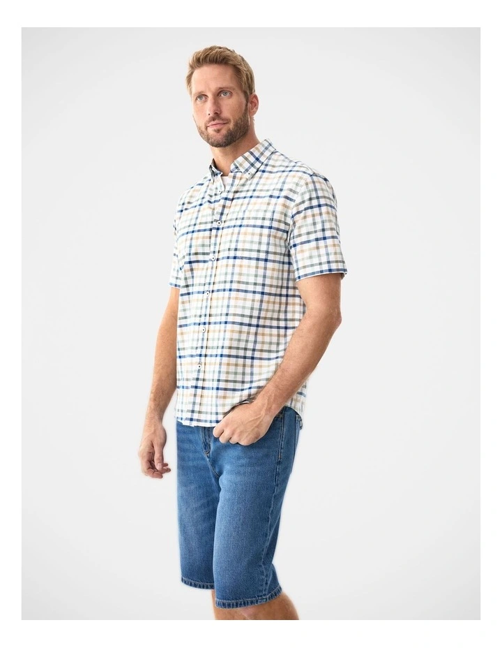 Casual Slub Check Short Sleeve Shirt Multi image 4