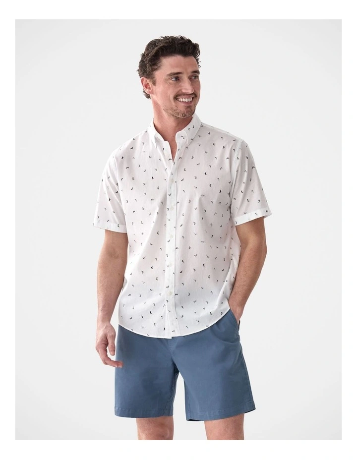 Casual Sail Boat Print Short Sleeve Shirt White image 4