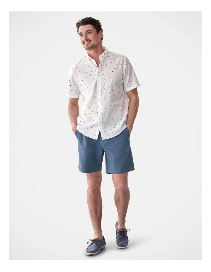 Casual Sail Boat Print Short Sleeve Shirt White image 5