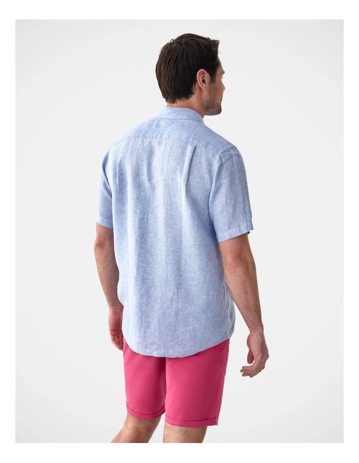 Pure French Linen Short Sleeve Shirt Pale Blue image 2