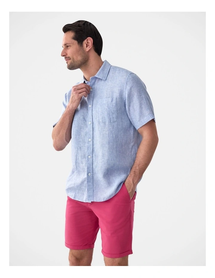 Pure French Linen Short Sleeve Shirt Pale Blue image 4