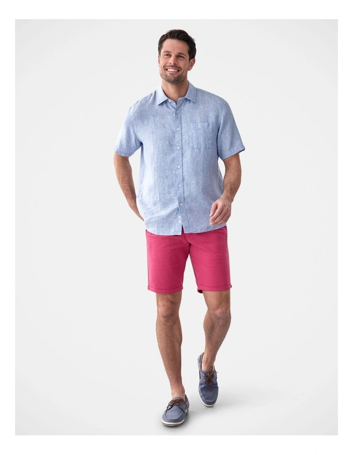 Pure French Linen Short Sleeve Shirt Pale Blue image 5