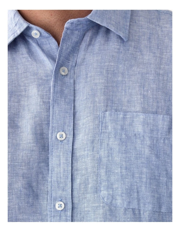 Pure French Linen Short Sleeve Shirt Pale Blue image 6