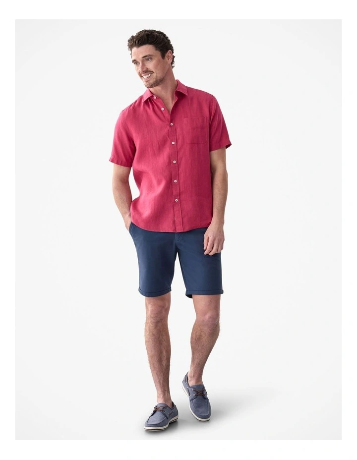 Pure French Linen Short Sleeve Shirt Magenta image 5