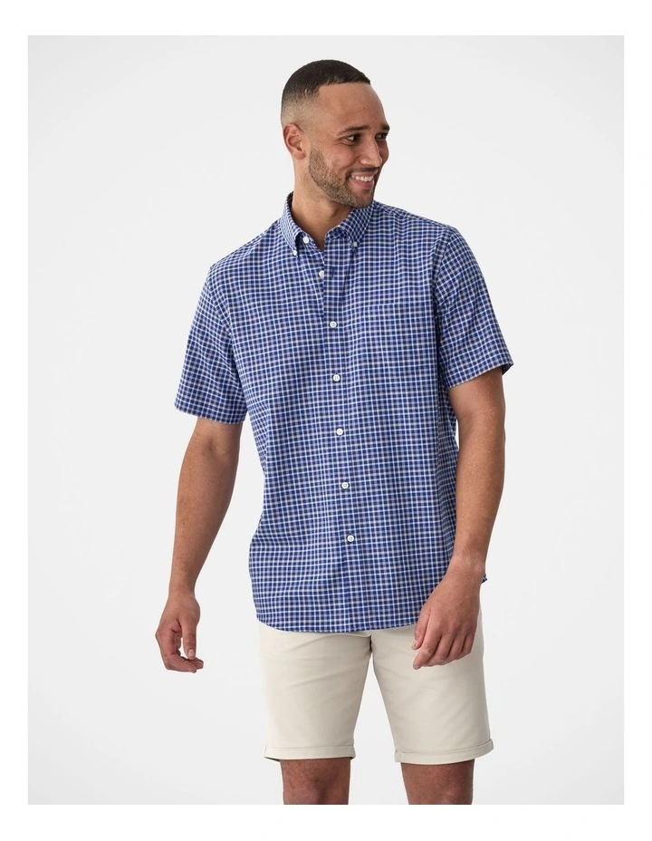 Easy Care Short Sleeve Shirt in Navy image 4