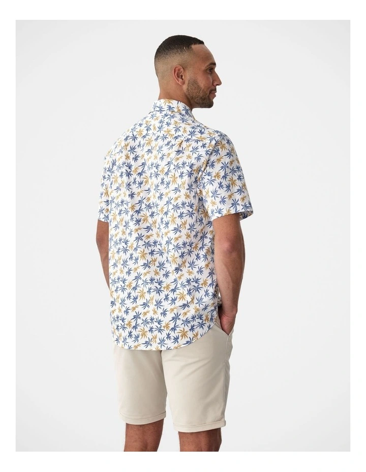 Casual Palm Print Short Sleeve Shirt White image 2