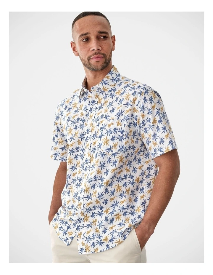 Casual Palm Print Short Sleeve Shirt White image 3