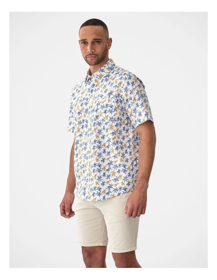 Casual Palm Print Short Sleeve Shirt White image 4