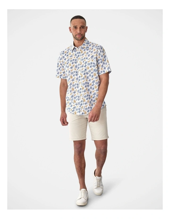 Casual Palm Print Short Sleeve Shirt White image 5