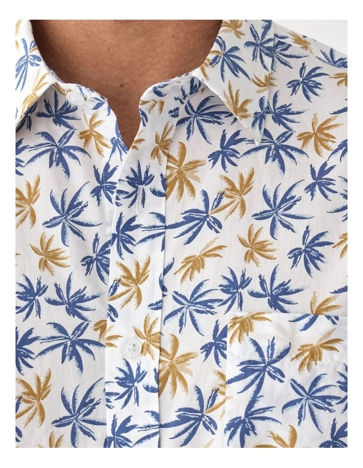 Casual Palm Print Short Sleeve Shirt White image 6