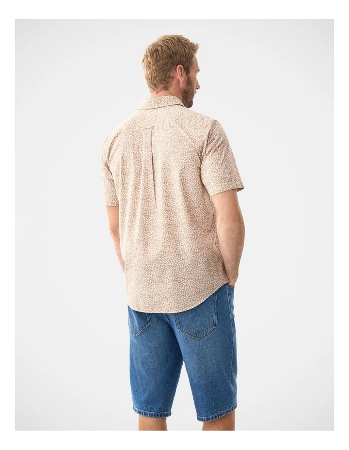Casual Slub Bramble Print Short Sleeve Shirt in Acorn image 2
