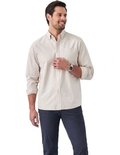 Casual Plain Oxford Shirt in Sand