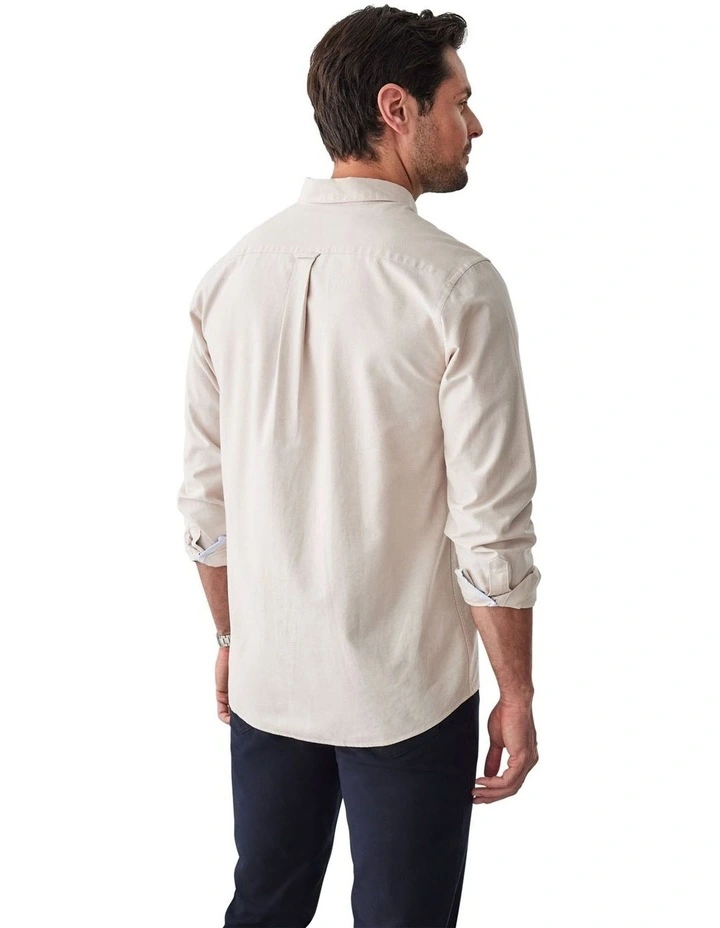 Casual Plain Oxford Shirt in Sand image 2