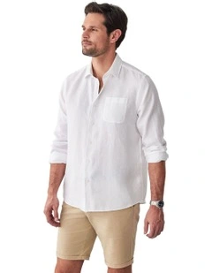 Pure French Linen Long Sleeve Shirt in White