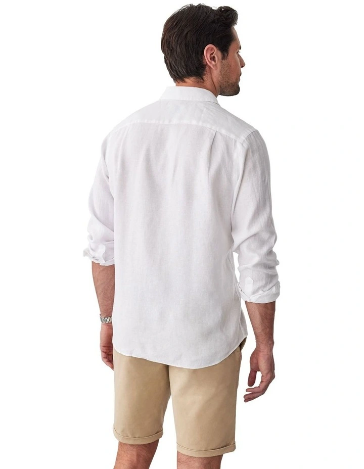 Pure French Linen Long Sleeve Shirt in White image 2