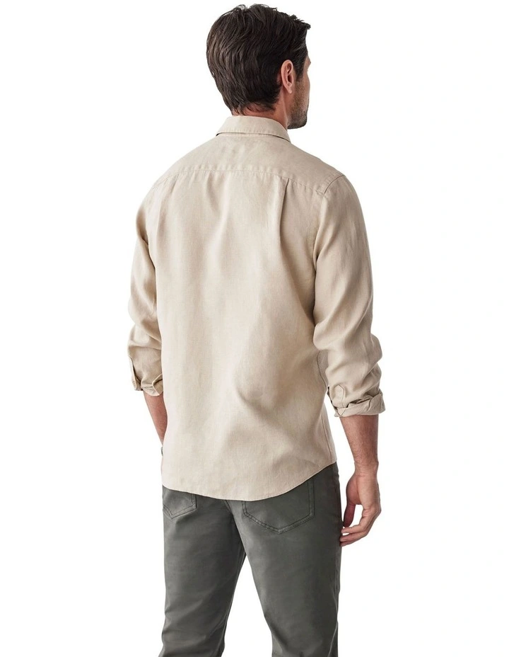 Pure French Linen Long Sleeve Shirt in Sand image 2