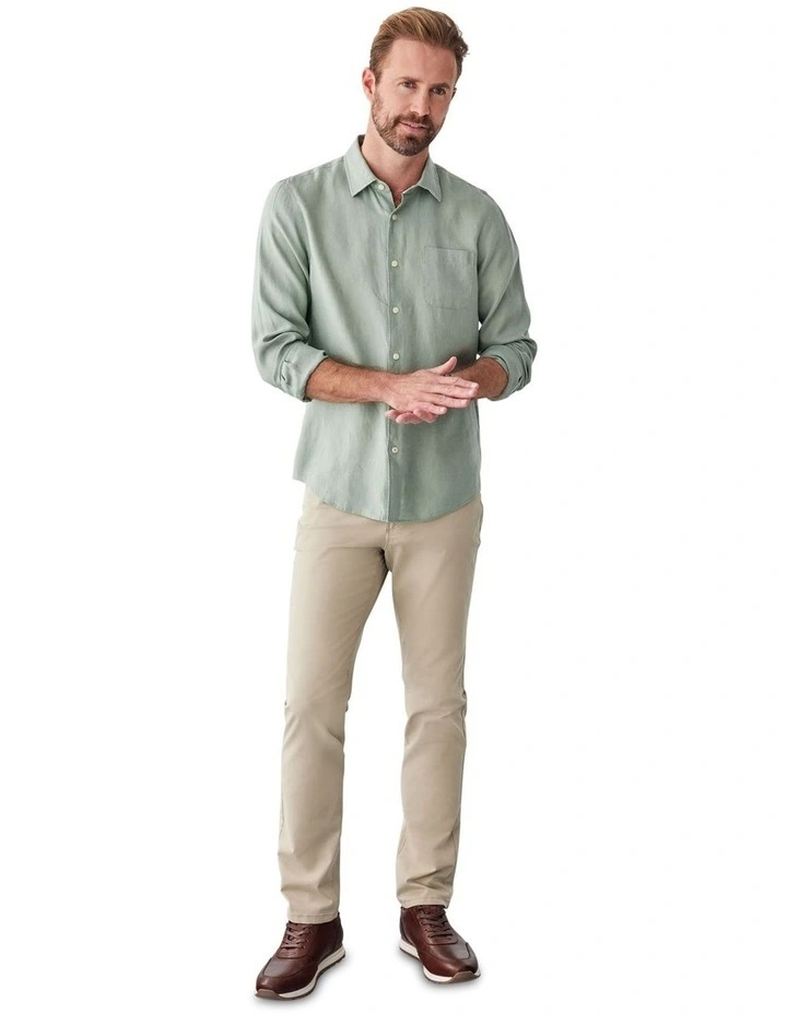 Pure French Linen Long Sleeve Shirt in Sage image 5