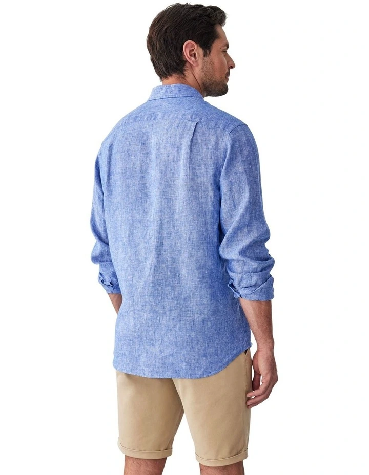 Pure French Linen Long Sleeve Shirt in Blue image 2