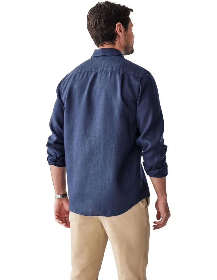 Pure French Linen Long Sleeve Shirt in Blue image 2