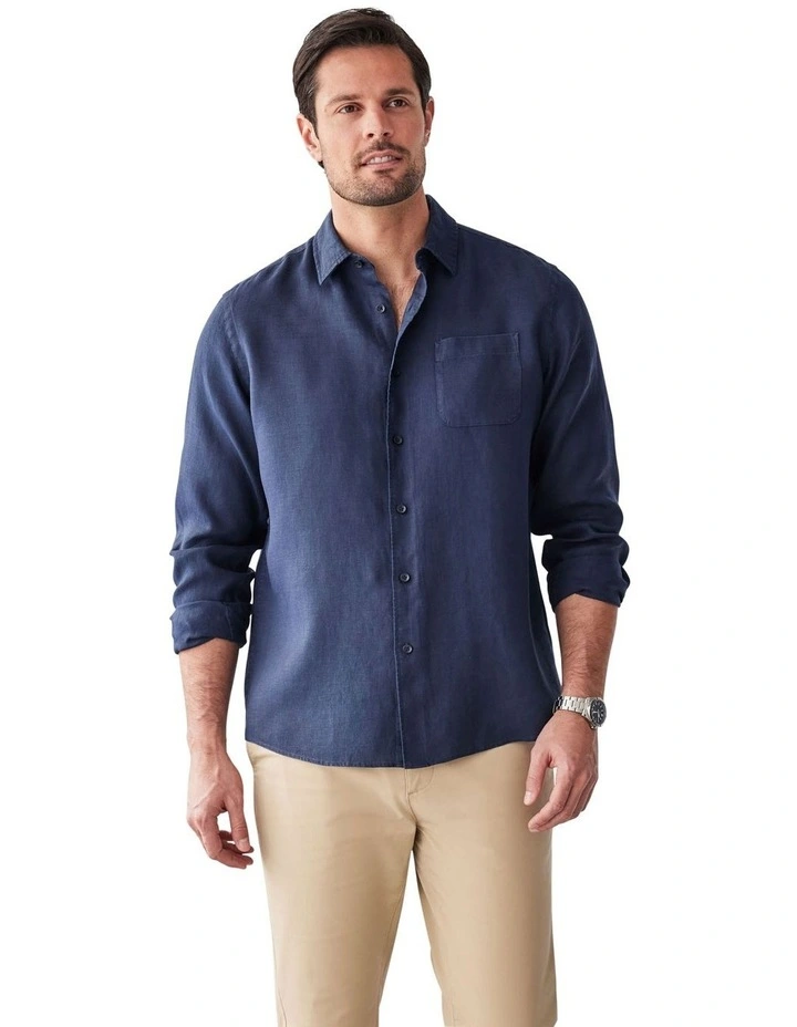Pure French Linen Long Sleeve Shirt in Blue image 4