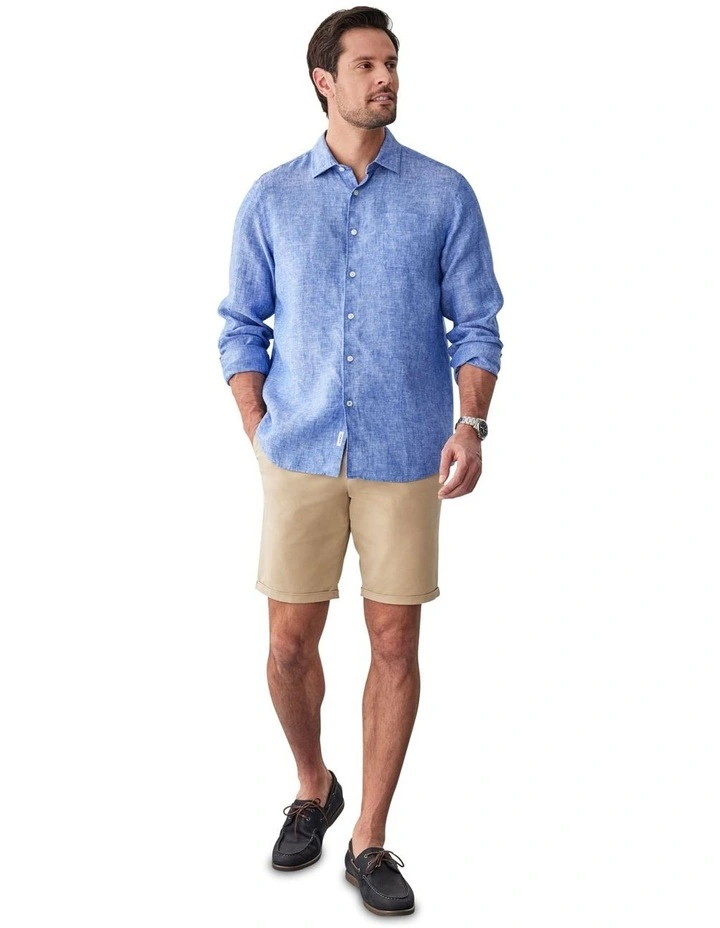 Pure French Linen Long Sleeve Shirt in Blue image 5