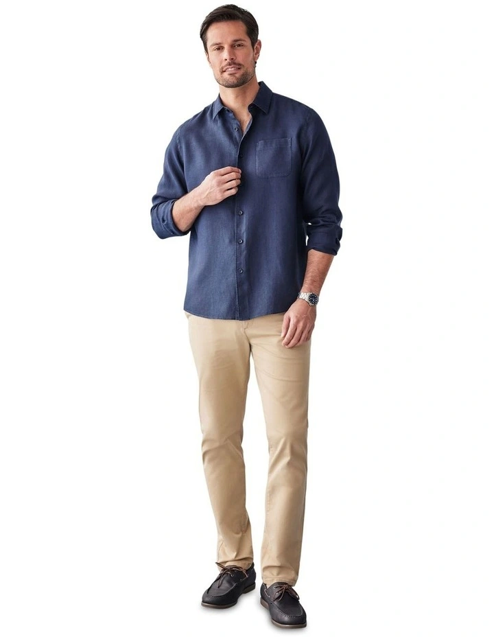 Pure French Linen Long Sleeve Shirt in Blue image 5