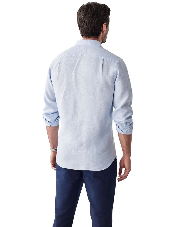 Pure French Linen Long Sleeve Shirt in Sky Blue image 2