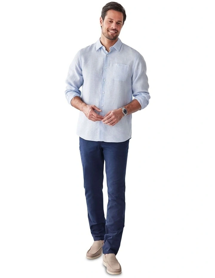 Pure French Linen Long Sleeve Shirt in Sky Blue image 5