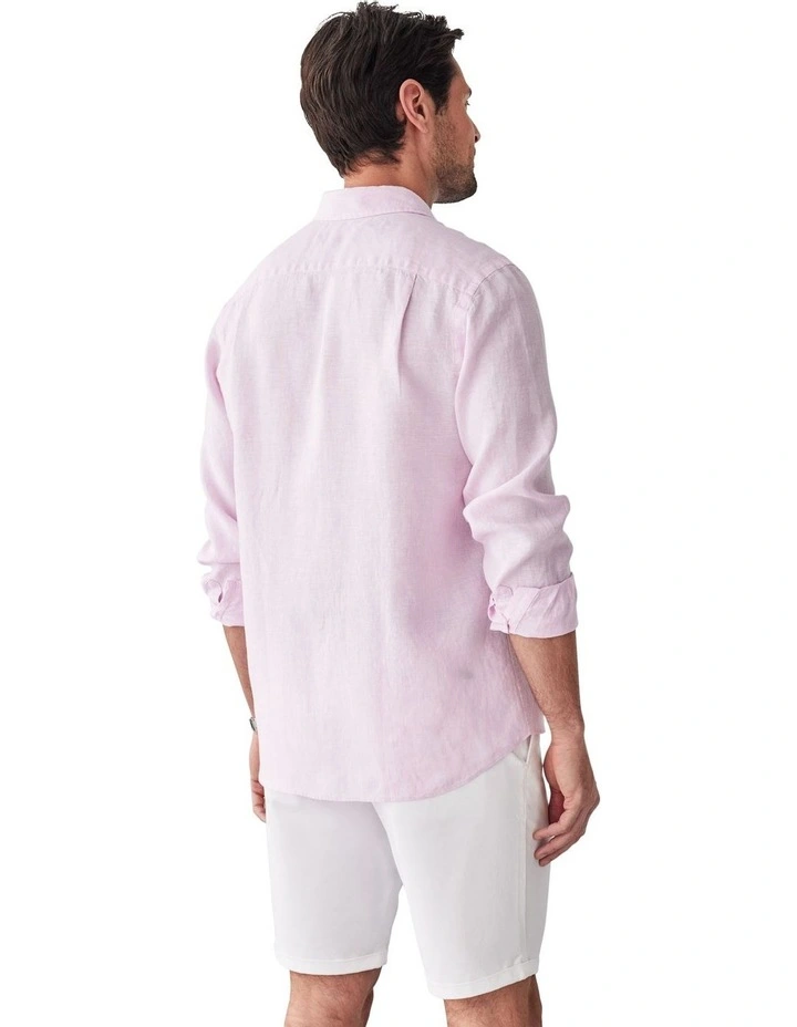 Pure French Linen Long Sleeve Shirt Pale in Pink image 2