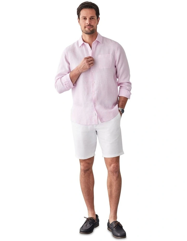 Pure French Linen Long Sleeve Shirt Pale in Pink image 5