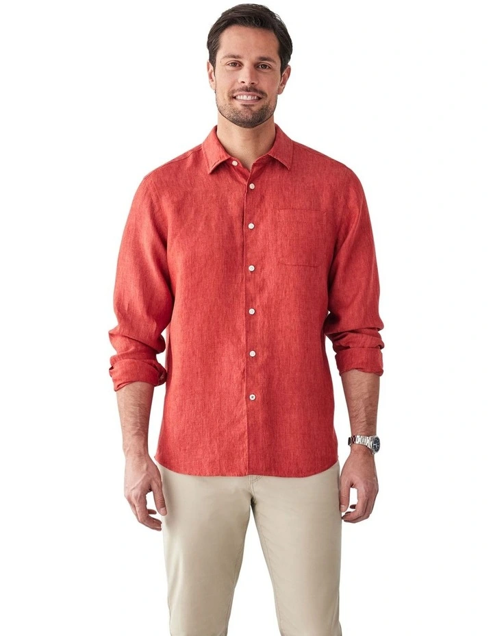 Pure French Linen Long Sleeve Shirt Paprika image 1