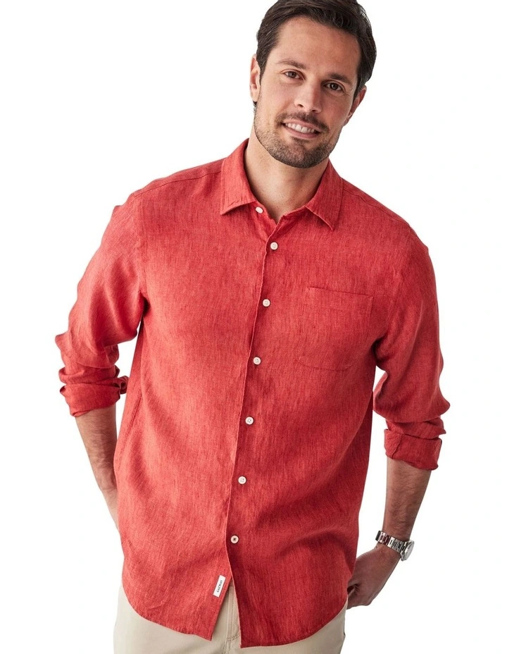 Pure French Linen Long Sleeve Shirt Paprika image 3