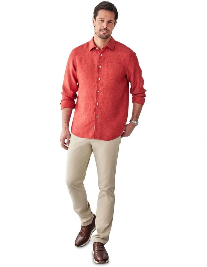 Pure French Linen Long Sleeve Shirt Paprika image 5