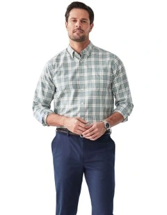 Easy Care Twill Check Long Sleeve Shirt in Sage