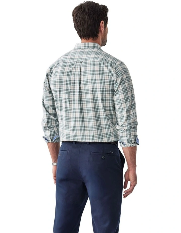 Easy Care Twill Check Long Sleeve Shirt in Sage image 2