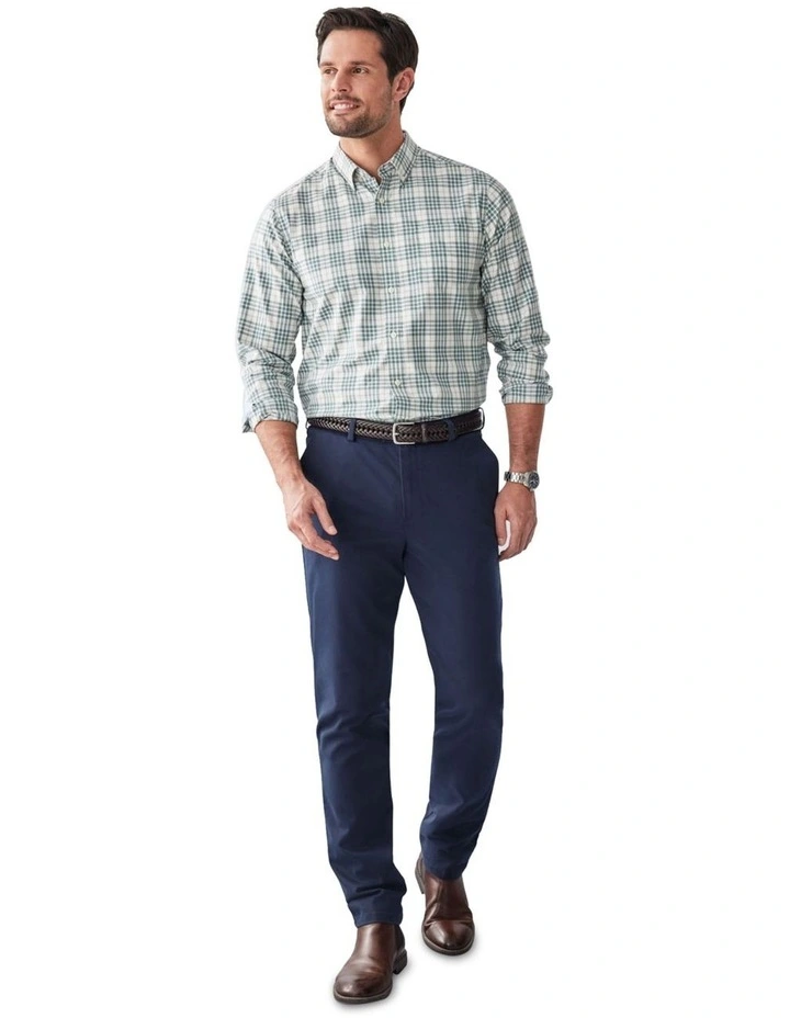Easy Care Twill Check Long Sleeve Shirt in Sage image 5
