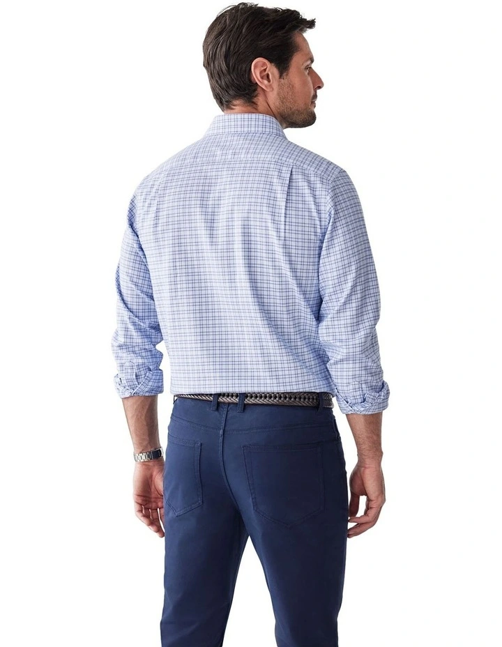 Easy Care Multi Check Long Sleeve Shirt in Blue image 2