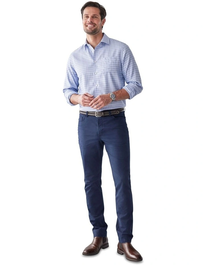 Easy Care Multi Check Long Sleeve Shirt in Blue image 5