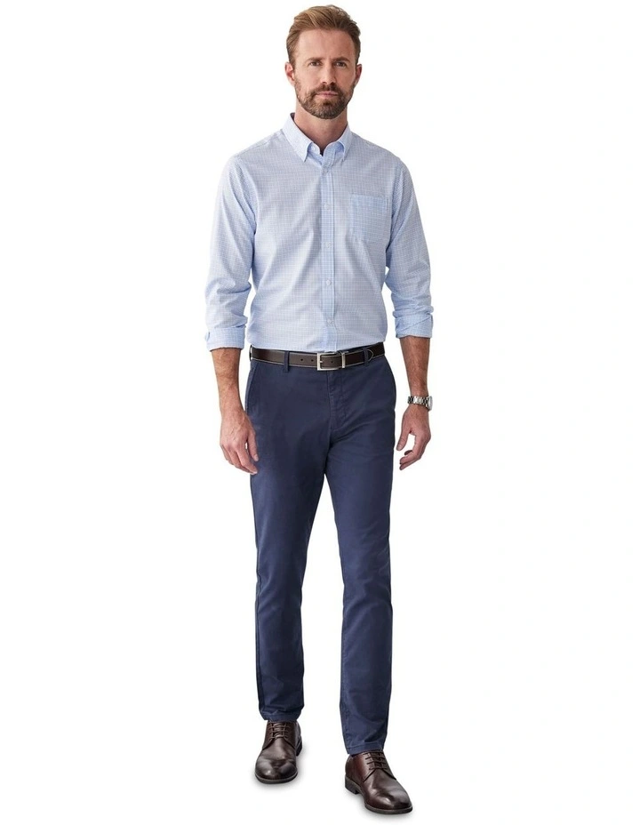 Easy Care Twill Check Long Sleeve Shirt in Blue image 5