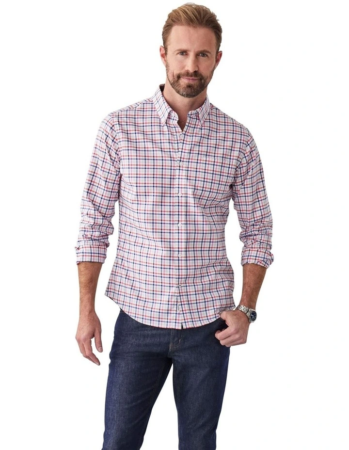 Easy Care Check Long Sleeve Shirt in Multi image 1