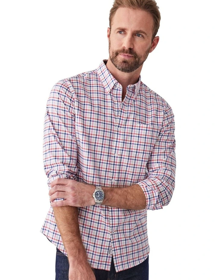 Easy Care Check Long Sleeve Shirt in Multi image 3